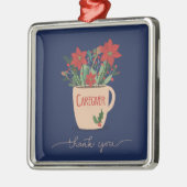 Zorgverlener Dank je voor Kerstmis Poinsettias Metalen Ornament (Links)