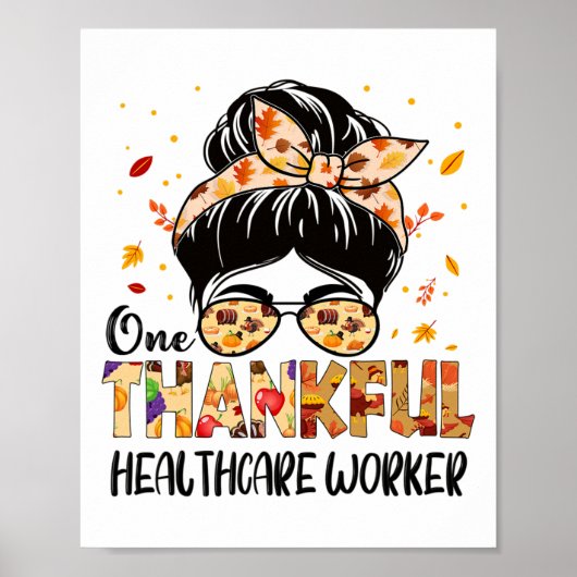 Zorgverlener Een dankbare Thanksgiving Herfst A Poster (Voorkant)