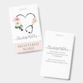 Zorgverlener Floral Stethoscoop Badge (Voor- en achterkant)