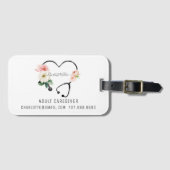 Zorgverlener Floral Stethoscoop Bagagelabel (Voorkant (horizontaal))