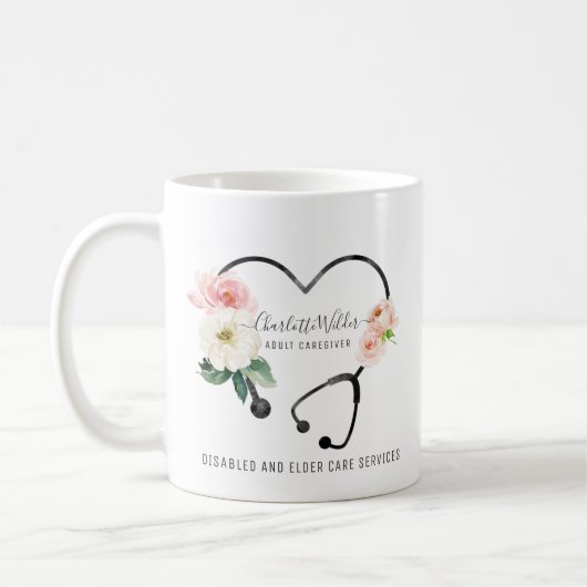 Zorgverlener Floral Stethoscoop Koffiemok (Links)