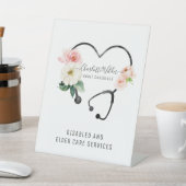 Zorgverlener Floral Stethoscoop Reclamebord Met Voetstuk (Insitu)