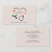 Zorgverlener Floral Stethoscoop Visitekaartje (Voorkant / Achterkant)
