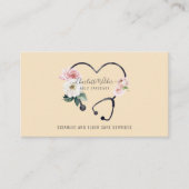 Zorgverlener Floral Stethoscoop Visitekaartje (Voorkant)