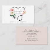 Zorgverlener Floral Stethoscoop Visitekaartje (Voorkant / Achterkant)