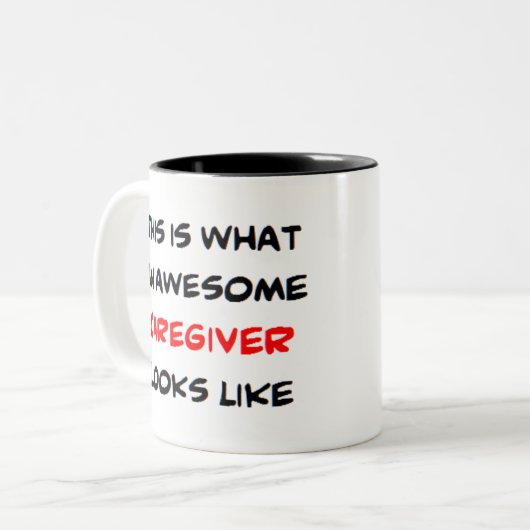 zorgverlener, geweldige tweekleurige koffiemok (Voorkant links)