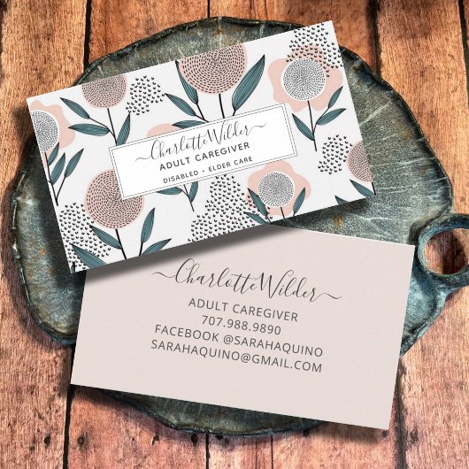 Zorgverlener Handtekening Floral Kaart Visitekaartje