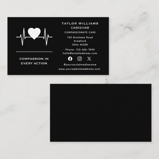 Zorgverlener Hartslag Pulse Hart ECG Visitekaartje (Voorkant / Achterkant)