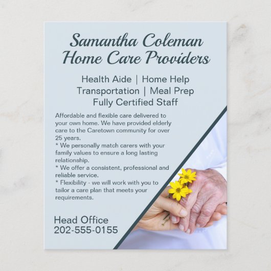 Zorgverlener Home Care Blue Promotion Business Flyer (Voorkant)