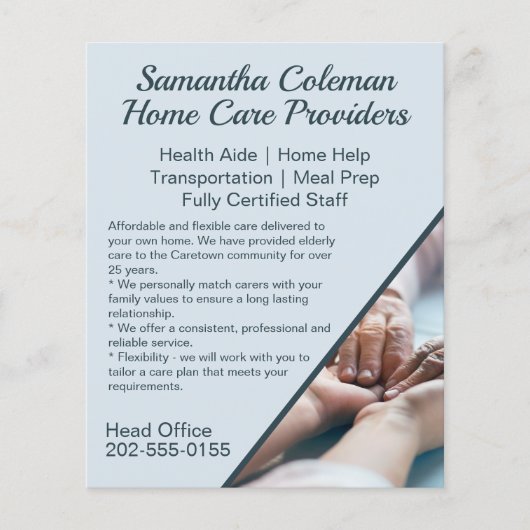 Zorgverlener Home Care Blue Promotion Business Flyer (Voorkant)