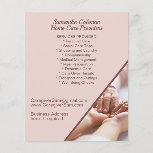 Zorgverlener Home Care Promotion Business Flyer (Achterkant)