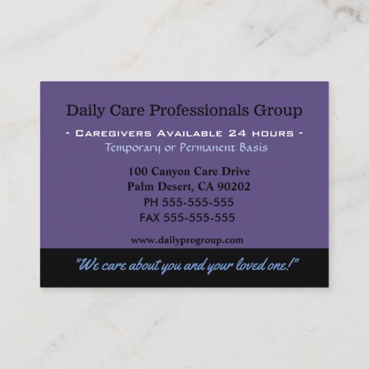 Zorgverlener Lavendel Fields Helper Professional Visitekaartje (Achterkant)