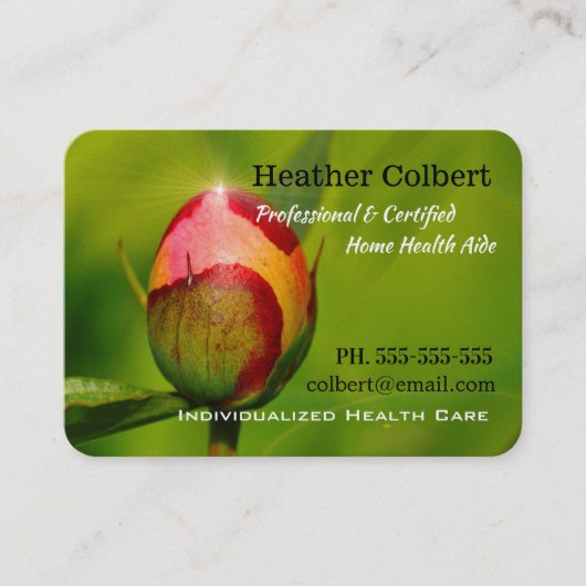 Zorgverlener Loving Peony Bud Professional Visitekaartje (Voorkant)