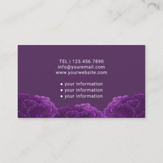 Zorgverlener Medische Elegant Paarse Floral Visitekaartje (Achterkant)
