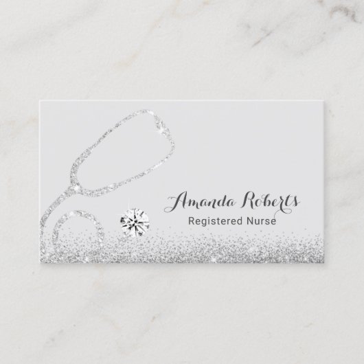 Zorgverlener Medische Modern Silver Glitter Visitekaartje (Voorkant)
