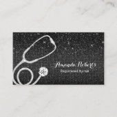 Zorgverlener Medische Moderne Zwarte Glitter Visitekaartje (Voorkant)