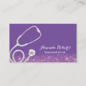 Zorgverlener Medische Paars Glitter Visitekaartje (Voorkant)