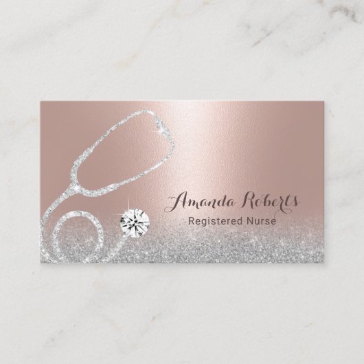 Zorgverlener Modern Blush Roos Gold Medical Visitekaartje (Voorkant)