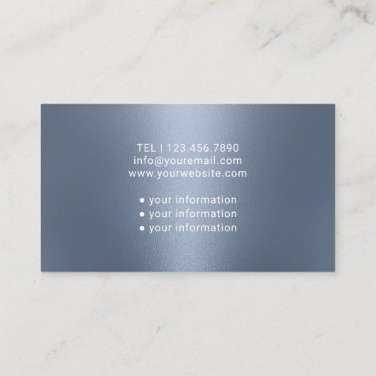 Zorgverlener Modern Dusty Blue Metallic Medical Visitekaartje (Achterkant)
