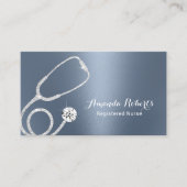 Zorgverlener Modern Dusty Blue Metallic Medical Visitekaartje (Voorkant)