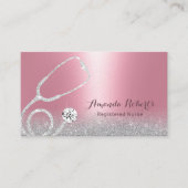 Zorgverlener Modern Pink Silver Glitter Medical Visitekaartje (Voorkant)