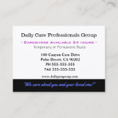 Zorgverlener Ondersteunende Bloemen Professioneel Visitekaartje (Achterkant)