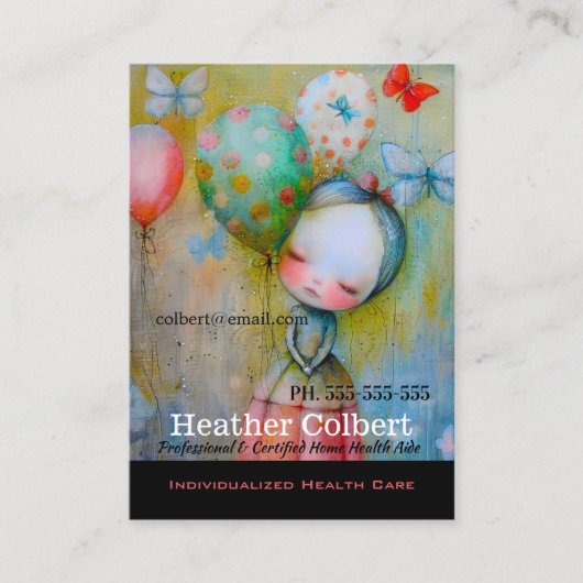 Zorgverlener Precious Butterfly Girl Visitekaartje (Voorkant)