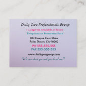 Zorgverlener  roze tulpen Happy Professional Visitekaartje (Achterkant)