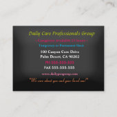 Zorgverlener  roze ventilator Happy Professional Visitekaartje (Achterkant)