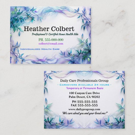 Zorgverlener Stromende Vriendelijke Professionele  Visitekaartje (Voorkant / Achterkant)