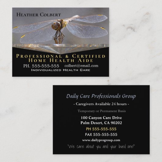 Zorgverlener Trust Dragonfly Beauful Professional Visitekaartje (Voorkant / Achterkant)