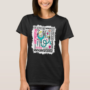 Zorgverlener Typografie Bleek Schilderen Patroon T-shirt