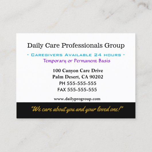 Zorgverlener Witte Petaal Helper Visitekaartje (Achterkant)