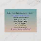 Zorgverlener Zonsondergang Rustig Vreedzaam Profes Visitekaartje (Achterkant)