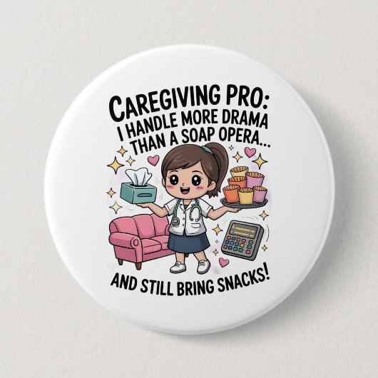 Zorgverlening Pro Funny Soap Opera Drama  Ronde Button 7,6 Cm (Voorkant)
