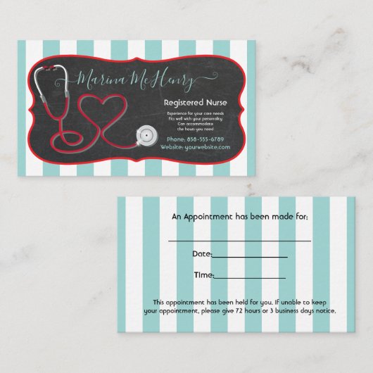 Zorgverzekering visitekaartjes afsprakenkaartje (Voorkant / Achterkant)