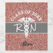 Zorgvuldig Afstuderen Roos Gold Glitter - Aangepas Wijn Etiket (Enkel label)