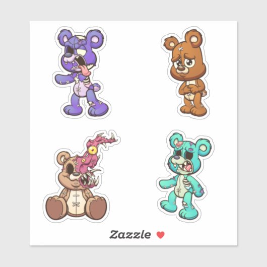 Zorgvuldig Beer - Zombies Sticker (Vel)