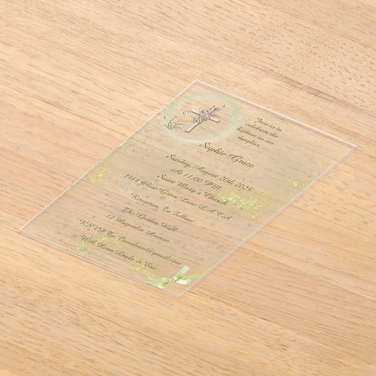 Zorgvuldige en elegante doop acryl uitnodigingen (Laagn)