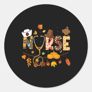 Zorgvuldige Thanksgiving Shirt Gezondheidswerkers Ronde Sticker