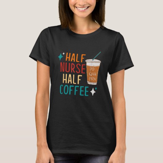 Zorgwekencadeau: grappige halve koffie t-shirt (Voorkant)