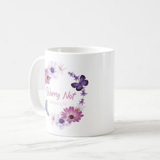 Zorgwekkend niet de Christelijke Faith Butterfly B Koffiemok (Voorkant links)