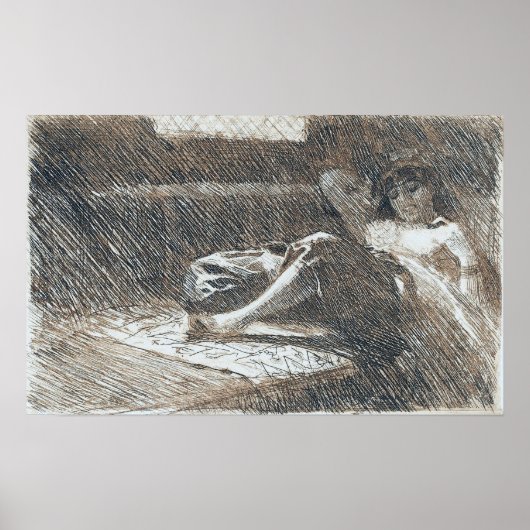 Zorn - Slapende Odalisque 1886 Poster (Voorkant)