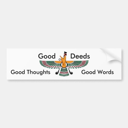 Zoroastrian Motto Bumpersticker (Voorkant)