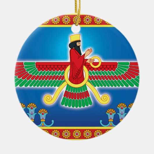 Zoroastrian Persian Faravahar Keramisch Ornament (Voorkant)