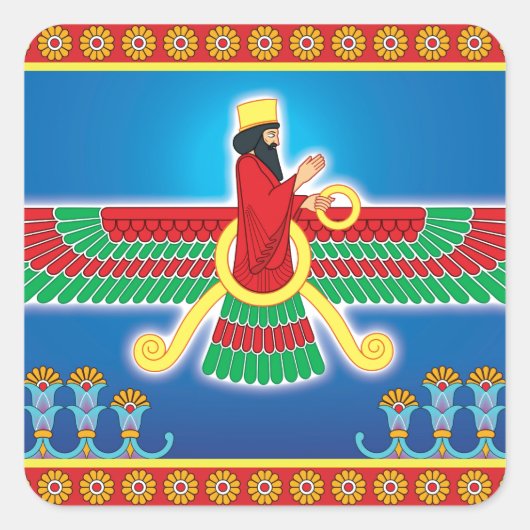 Zoroastrian Persian Faravahar Vierkante Sticker (Voorkant)