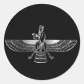 Zoroastrianisme Faravahar Ronde Sticker (Voorkant)