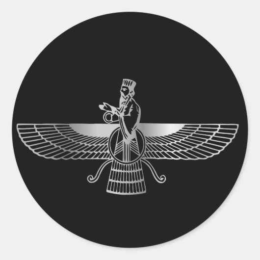 Zoroastrianisme Faravahar Ronde Sticker (Voorkant)