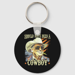 Zou een cowboy grappig Trump retro vintage moeten Sleutelhanger