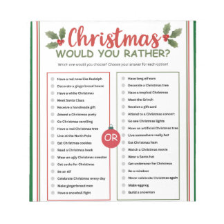 Zou Je Liever Kerstspel Notitieblok